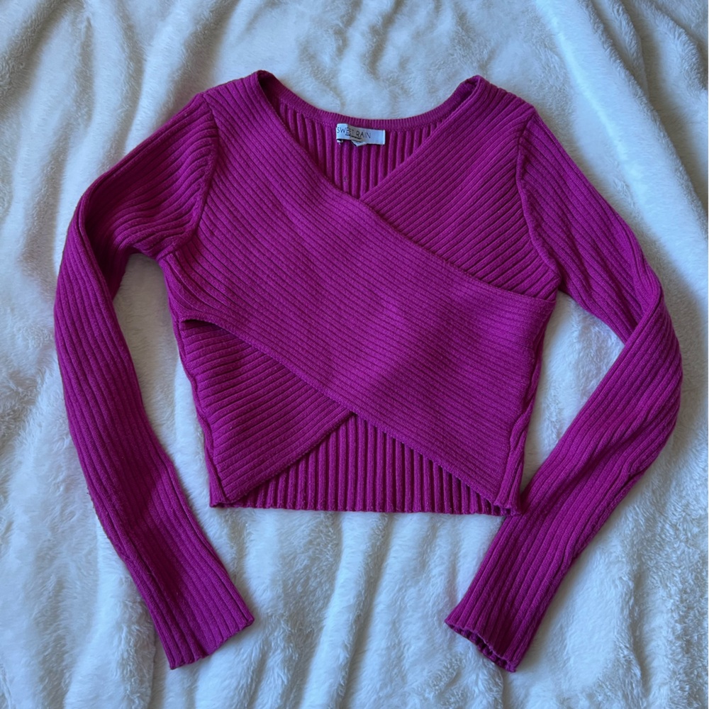 Sweet Rain Crop Crossbody Sweater